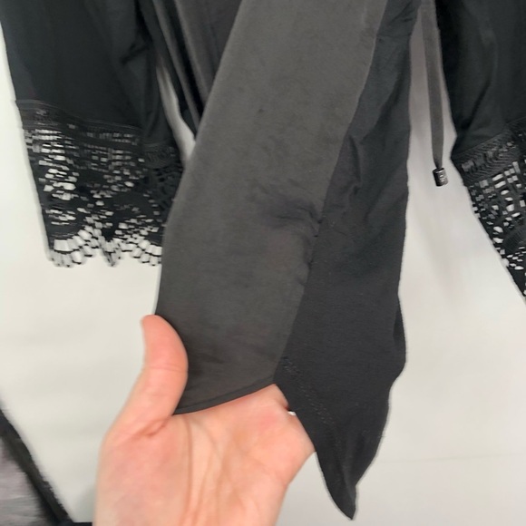 HALE BOB Hildie Laced Top Black Mixed Media Boho Bohemian XS Flowy Crochet Lace - Picture 7 of 11